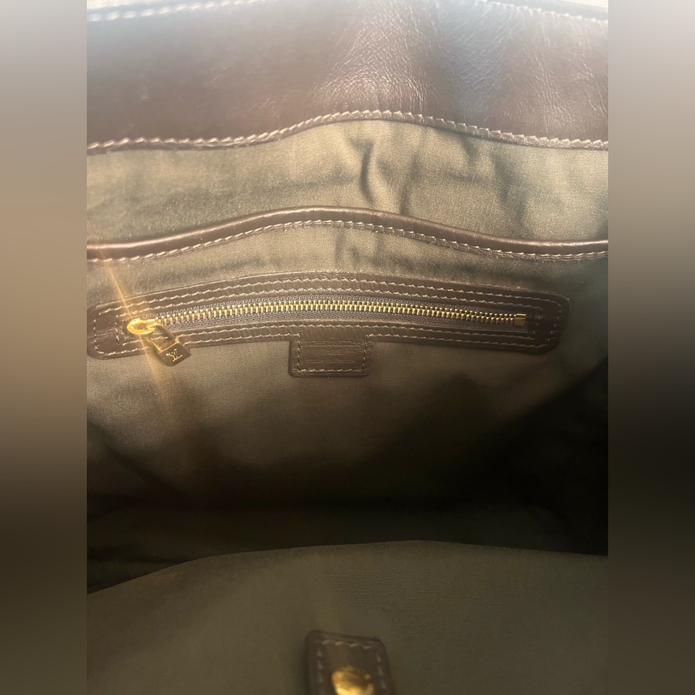 $1,280 LOUIS VUITTON Mini Lin “Lucille” GM Tote Bag, Green Canvas/Brown Leather - Picture 11 of 17